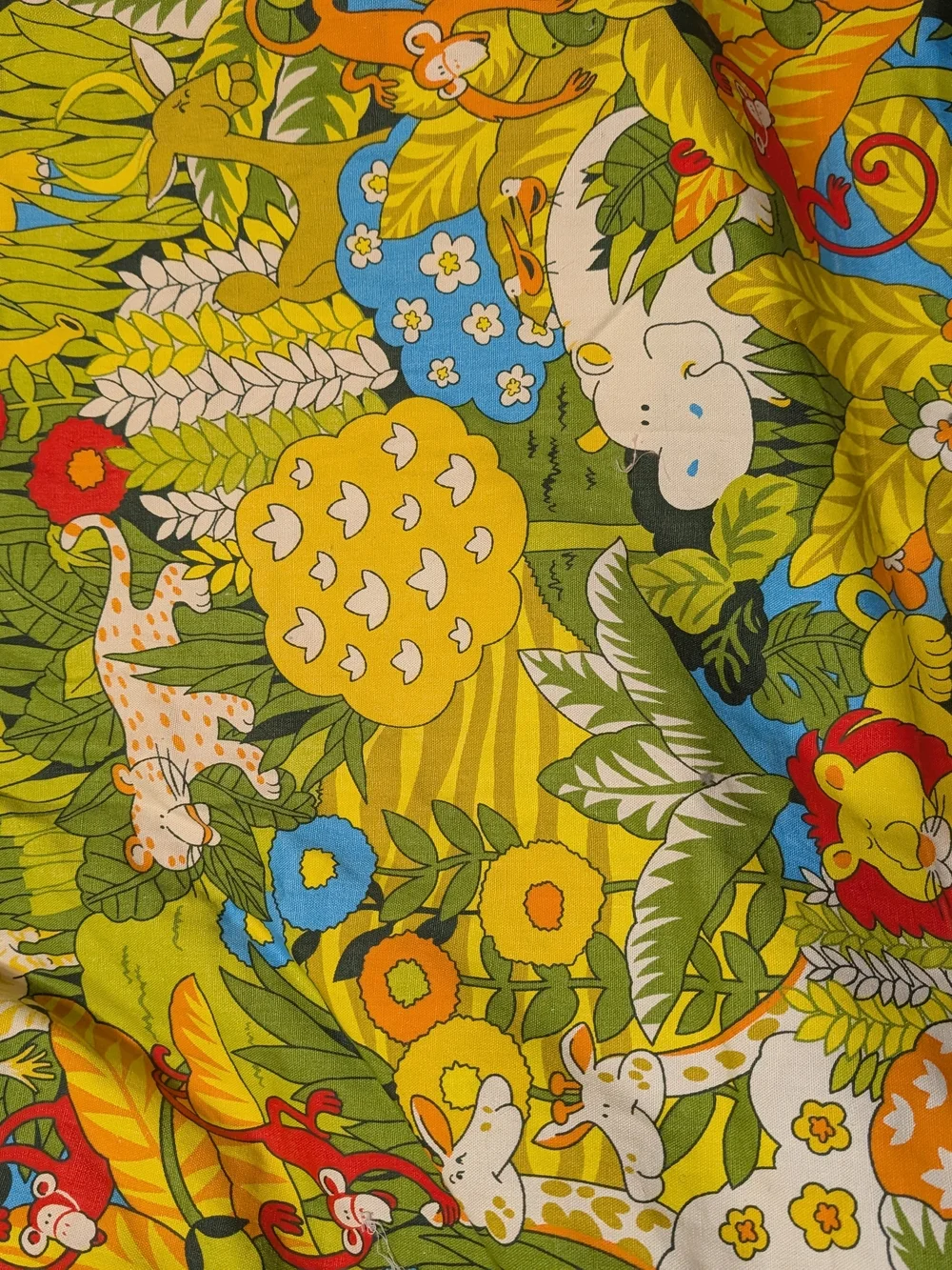 Retro 70s JP Stevens Utica Botanical Zoo Curtains 2 Panels MCM Jungle Safari EVC